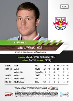 2013-14 Playercards Basic Serie (DEL) #DEL-312 Jan Urbas Back