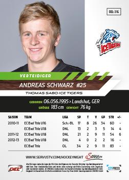 2013-14 Playercards Basic Serie (DEL) #DEL-316 Andreas Schwarz Back