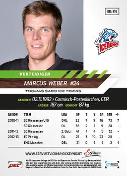 2013-14 Playercards Basic Serie (DEL) #DEL-318 Marcus Weber Back