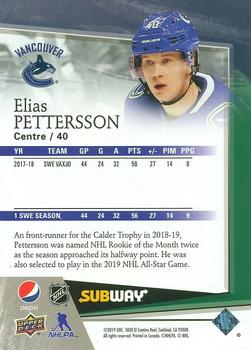 2018-19 Subway Vancouver Canucks #NNO Elias Pettersson Back