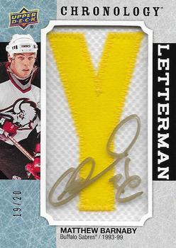 2018-19 Upper Deck Chronology - Letterman Patches Manufactured Letter Relics #L-BU-MA Matthew Barnaby Front