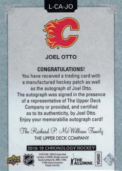 2018-19 Upper Deck Chronology - Letterman Patches Manufactured Letter Relics #L-CA-JO Joel Otto Back