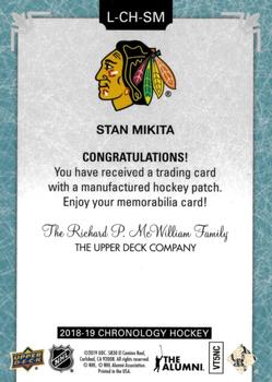 2018-19 Upper Deck Chronology - Letterman Patches Manufactured Letter Relics #L-CH-SM Stan Mikita Back