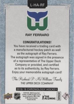 2018-19 Upper Deck Chronology - Letterman Patches Manufactured Letter Relics #L-HA-RF Ray Ferraro Back