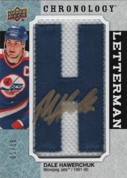 2018-19 Upper Deck Chronology - Letterman Patches Manufactured Letter Relics #L-WI-DH Dale Hawerchuk Front