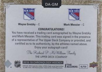 2018-19 Upper Deck Chronology - Dual Autos #DA-GM Wayne Gretzky / Mark Messier Back