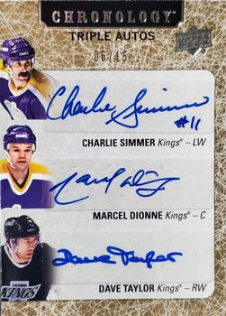 2018-19 Upper Deck Chronology - Triple Autos #TA-TCL Charlie Simmer / Marcel Dionne / Dave Taylor Front