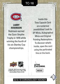 2018-19 Upper Deck Chronology - Time Capsules Rip Cards #TC-16 Larry Robinson Back
