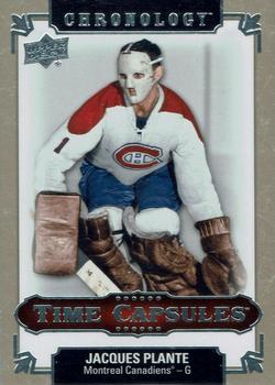 2018-19 Upper Deck Chronology - Time Capsules Rip Cards #TC-21 Jacques Plante Front