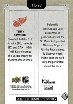 2018-19 Upper Deck Chronology - Time Capsules Rip Cards #TC-23 Terry Sawchuk Back