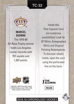 2018-19 Upper Deck Chronology - Time Capsules Rip Cards #TC-32 Marcel Dionne Back