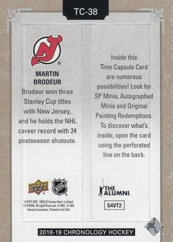 2018-19 Upper Deck Chronology - Time Capsules Rip Cards #TC-38 Martin Brodeur Back