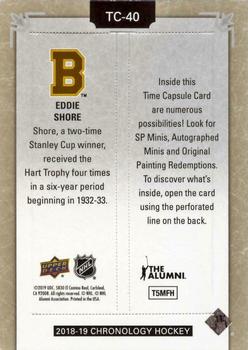 2018-19 Upper Deck Chronology - Time Capsules Rip Cards #TC-40 Eddie Shore Back