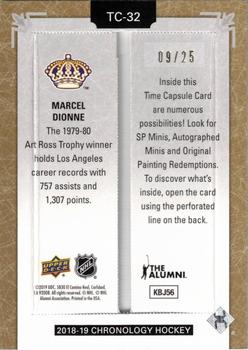 2018-19 Upper Deck Chronology - Time Capsules Rip Cards Gold #TC-32 Marcel Dionne Back
