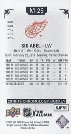 2018-19 Upper Deck Chronology - Time Capsules Canvas Mini #M-25 Sid Abel Back