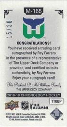 2018-19 Upper Deck Chronology - Time Capsules Canvas Mini Black Autographs #M-165 Ray Ferraro Back