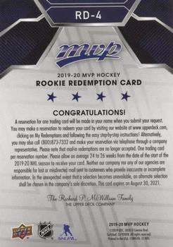2019-20 Upper Deck MVP - Rookie Redemptions #RD-4 Pacific Rookie Redemption Back