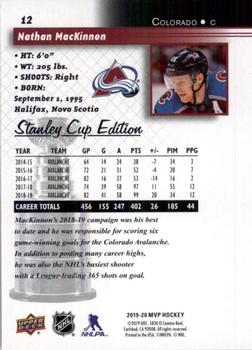 2019-20 Upper Deck MVP - Stanley Cup Edition 20th Anniversary Silver Script #12 Nathan MacKinnon Back