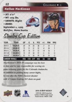2019-20 Upper Deck MVP - Stanley Cup Edition 20th Anniversary Colors & Contours #12 Nathan MacKinnon Back