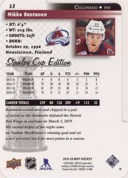 2019-20 Upper Deck MVP - Stanley Cup Edition 20th Anniversary Colors & Contours #13 Mikko Rantanen Back
