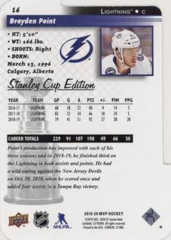 2019-20 Upper Deck MVP - Stanley Cup Edition 20th Anniversary Colors & Contours #16 Brayden Point Back