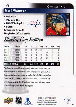 2019-20 Upper Deck MVP - Stanley Cup Edition 20th Anniversary Colors & Contours #48 Matt Niskanen Back