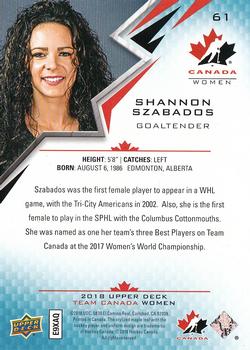 2018 Upper Deck Team Canada Juniors - Blue #61 Shannon Szabados Back