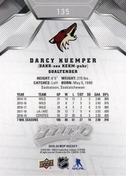 2019-20 Upper Deck MVP - Silver Script #135 Darcy Kuemper Back