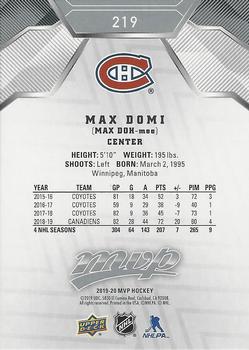 2019-20 Upper Deck MVP - Silver Script #219 Max Domi Back