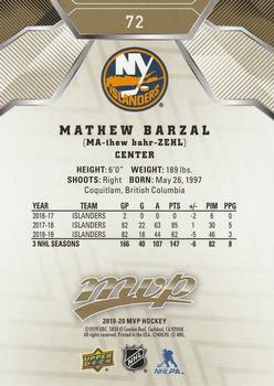 2019-20 Upper Deck MVP - Gold Script #72 Mathew Barzal Back