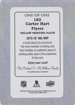 2019-20 Upper Deck MVP - Printing Plates Yellow #182 Carter Hart Back