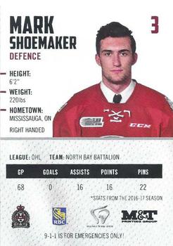 2017-18 Guelph Storm (OHL) Series 2 #2 Mark Shoemaker Back