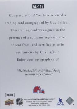 2018-19 Upper Deck Ultimate Collection - 1997 Ultimate Legends Signatures #AL-119 Guy Lafleur Back