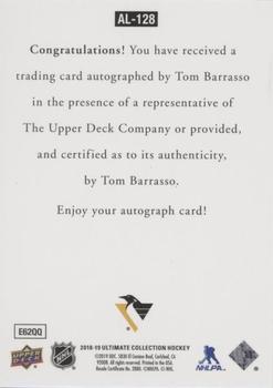 2018-19 Upper Deck Ultimate Collection - 1997 Ultimate Legends Signatures #AL-128 Tom Barrasso Back