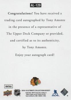2018-19 Upper Deck Ultimate Collection - 1997 Ultimate Legends Signatures #AL-129 Tony Amonte Back