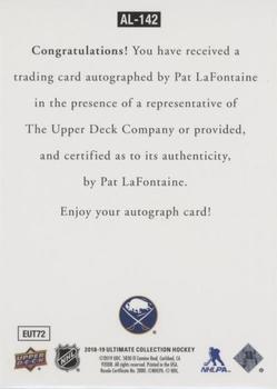 2018-19 Upper Deck Ultimate Collection - 1997 Ultimate Legends Signatures #AL-142 Pat LaFontaine Back