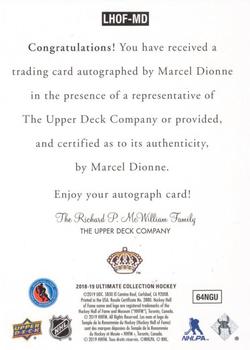 2018-19 Upper Deck Ultimate Collection - 1997 Ultimate Legends HOF Signatures #LHOF-MD Marcel Dionne Back