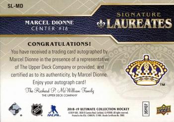 2018-19 Upper Deck Ultimate Collection - Signature Laureates #SL-MD Marcel Dionne Back