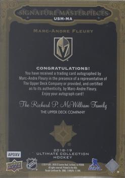 2018-19 Upper Deck Ultimate Collection - Signature Masterpieces #USM-MA Marc-Andre Fleury Back