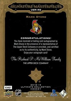 2018-19 Upper Deck Ultimate Collection - Signature Masterpieces #USM-MS Mark Stone Back