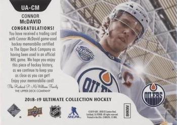 2018-19 Upper Deck Ultimate Collection - Ultimate Access Jersey #UA-CM Connor McDavid Back