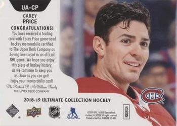 2018-19 Upper Deck Ultimate Collection - Ultimate Access Jersey #UA-CP Carey Price Back