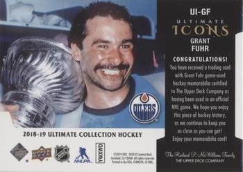 2018-19 Upper Deck Ultimate Collection - Ultimate Icons Jersey #UI-GF Grant Fuhr Back
