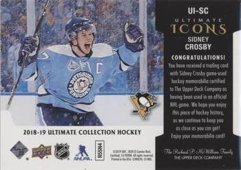2018-19 Upper Deck Ultimate Collection - Ultimate Icons Jersey #UI-SC Sidney Crosby Back