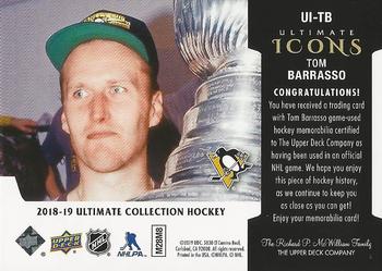 2018-19 Upper Deck Ultimate Collection - Ultimate Icons Jersey #UI-TB Tom Barrasso Back
