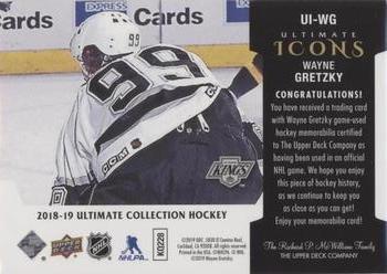 2018-19 Upper Deck Ultimate Collection - Ultimate Icons Jersey #UI-WG Wayne Gretzky Back