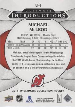 2018-19 Upper Deck Ultimate Collection - Ultimate Introductions #UI-9 Michael McLeod Back