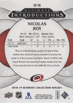 2018-19 Upper Deck Ultimate Collection - Ultimate Introductions #UI-16 Nicolas Roy Back