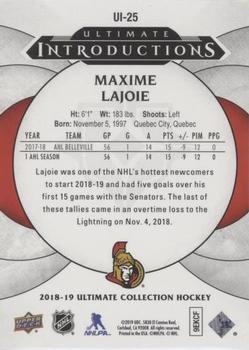 2018-19 Upper Deck Ultimate Collection - Ultimate Introductions #UI-25 Maxime Lajoie Back