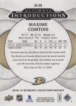 2018-19 Upper Deck Ultimate Collection - Ultimate Introductions #UI-29 Maxime Comtois Back